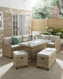 Valencia Dining Set With Firepit Table Natural - JD Williams