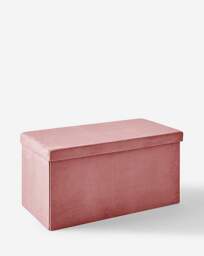 Velvet Foldable Storage Ottoman Pink - JD Williams - thumbnail 2