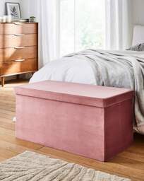 Velvet Foldable Storage Ottoman Pink - JD Williams - thumbnail 4