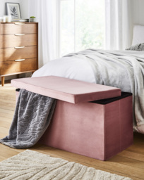 Velvet Foldable Storage Ottoman Pink - JD Williams - thumbnail 1