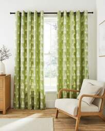 Sundour Esher Eyelet Curtains Green - Sundour - Size: 117 x 183cm - thumbnail 1