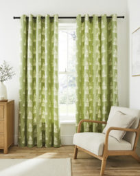 Sundour Esher Eyelet Curtains Green - Sundour - Size: 117 x 183cm - thumbnail 1