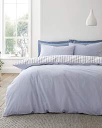 Bianca Hampton Stripe Duvet Cover Set Blue - Bianca - Size: KING - thumbnail 2