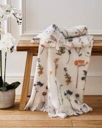 Pressed Floral Faux Mohair Throw Multi - JD Williams - Size: 120X150 - thumbnail 1