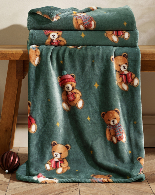 CL Christmas Tartan Teddy Bears Throw Multi - Catherine Lansfield - Size: 130X170 - image 1