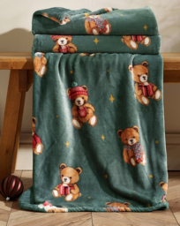 CL Christmas Tartan Teddy Bears Throw Multi - Catherine Lansfield - Size: 130X170 - thumbnail 1