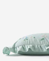 Harper Embroidered Floral Ruffle Cushion Sage Green - JD Williams - Size: 45X45 - thumbnail 3