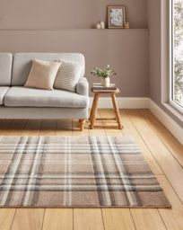 Catherine Lansfield Kelso Check Rug Beige - Catherine Lansfield - Size: 120X170 - thumbnail 1