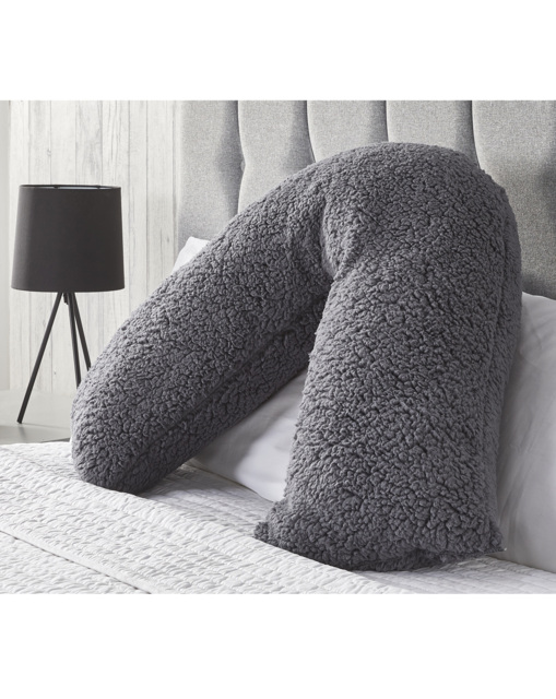 Huggleland Fluffy Fleece Teddy V Pillow Charcoal - Huggleland - Size: ONE SIZE - image 1