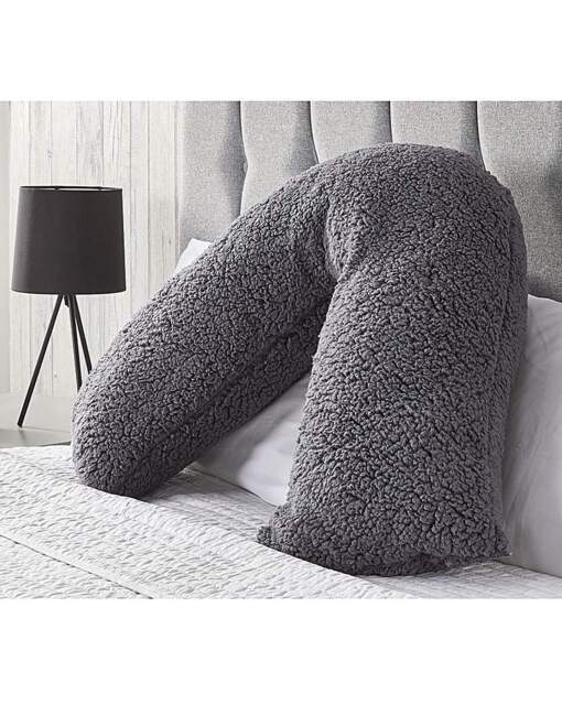 Huggleland Fluffy Fleece Teddy V Pillow Charcoal - Huggleland - Size: ONE SIZE - image 1