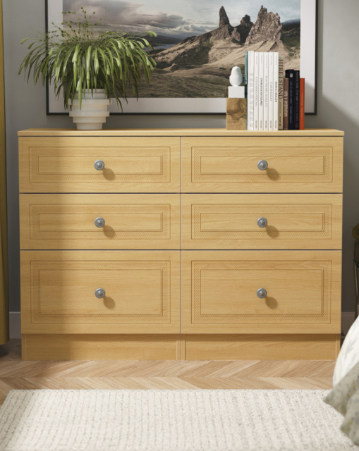 Richmond Ready Assembled 6 Drawer Chest Warm OAK - Welcome - image 1