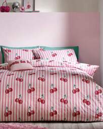 Catherine Lansfield Cherries Duvet Set Pink - Catherine Lansfield - Size: SINGLE - thumbnail 1