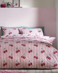 Catherine Lansfield Cherries Duvet Set Pink - Catherine Lansfield - Size: SINGLE - thumbnail 1