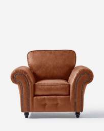 Oakland Faux Leather Chair Brown - thumbnail 3