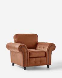 Oakland Faux Leather Chair Brown - thumbnail 4