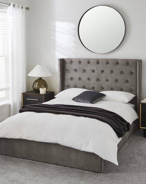 Allegra Velvet Ottoman Bedframe Pewter - JD Williams - Size: DOUBLE - image 1