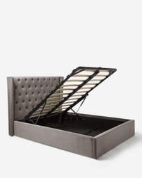 Allegra Velvet Ottoman Bedframe Pewter - JD Williams - Size: DOUBLE - thumbnail 4