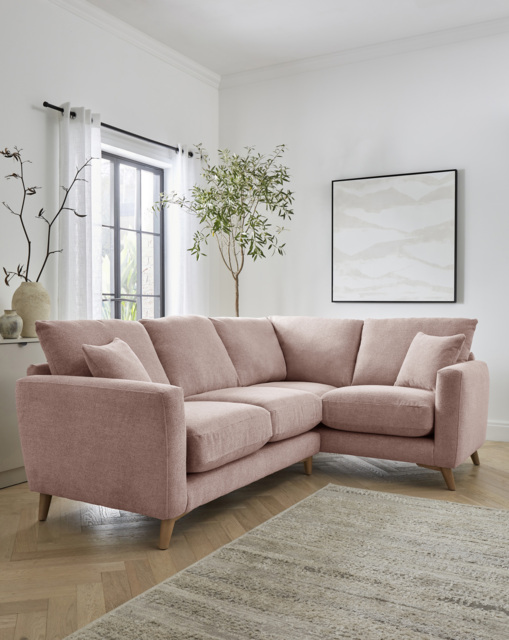 Beckett Chenille Right Hand Corner Sofa Blush - JD Williams - image 1