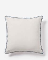 Mia Embroidered Border Floral Cushion White/Blue - At Home Collection - Size: 45X45 - thumbnail 3