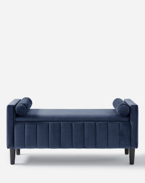 Eloise Winged Velvet Storage Ottoman Midnight - JD Williams - image 1