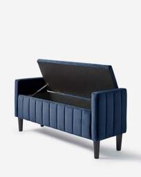 Eloise Winged Velvet Storage Ottoman Midnight - JD Williams - thumbnail 4
