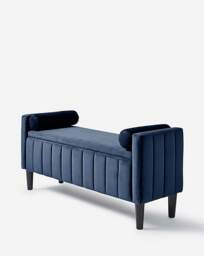Eloise Winged Velvet Storage Ottoman Midnight - JD Williams - thumbnail 2