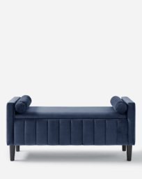 Eloise Winged Velvet Storage Ottoman Midnight - JD Williams