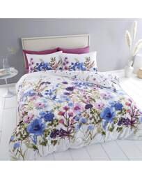 Countryside Floral Duvet Cover Set Blue/Pink - Catherine Lansfield - Size: SINGLE - thumbnail 1