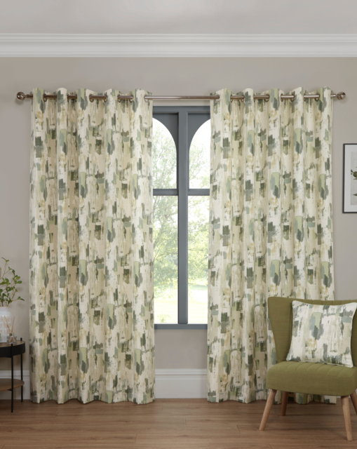 Sundour Bamford Lined Eyelet Curtains Green - Sundour - Size: 229 x 183cm - image 1