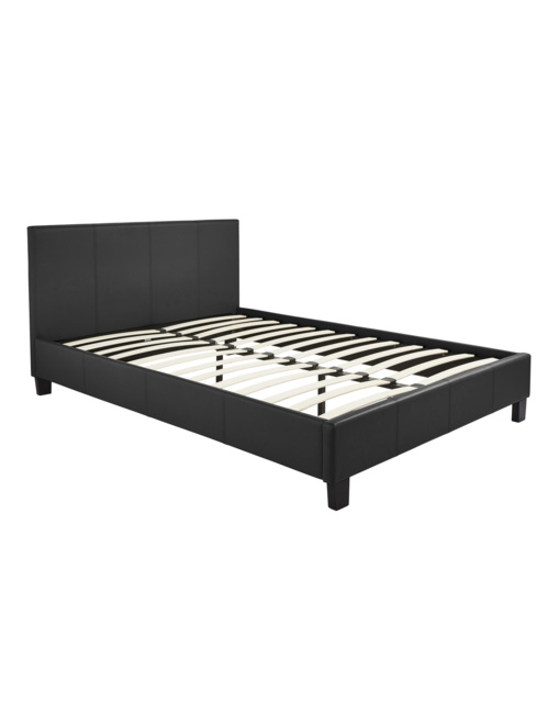 Hayden Faux Leather Bed Frame Black - Essential Collection - Size: SINGLE - image 1