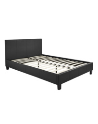 Hayden Faux Leather Bed Frame Black - Essential Collection - Size: SINGLE - thumbnail 1