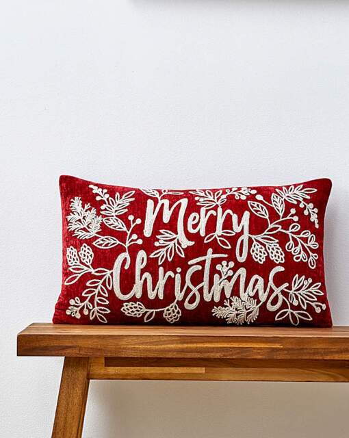 Merry Christmas Boudoir Cushion RED - JD Williams - image 1