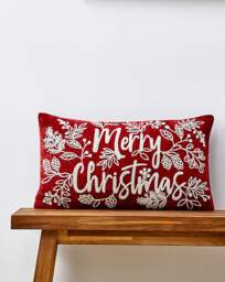 Merry Christmas Boudoir Cushion RED - JD Williams - thumbnail 1
