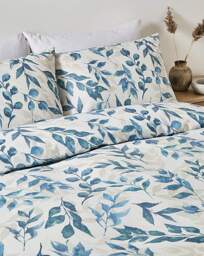 Rowan Watercolour Leaf Duvet Cover Set White/Blue - JD Williams - Size: SINGLE - thumbnail 2