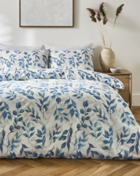 Rowan Watercolour Leaf Duvet Cover Set White/Blue - JD Williams - Size: SINGLE