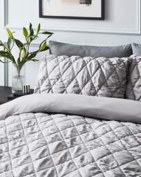 Joanna Hope Quilted Duvet Set Silver - Joanna Hope - Size: SINGLE - thumbnail 2