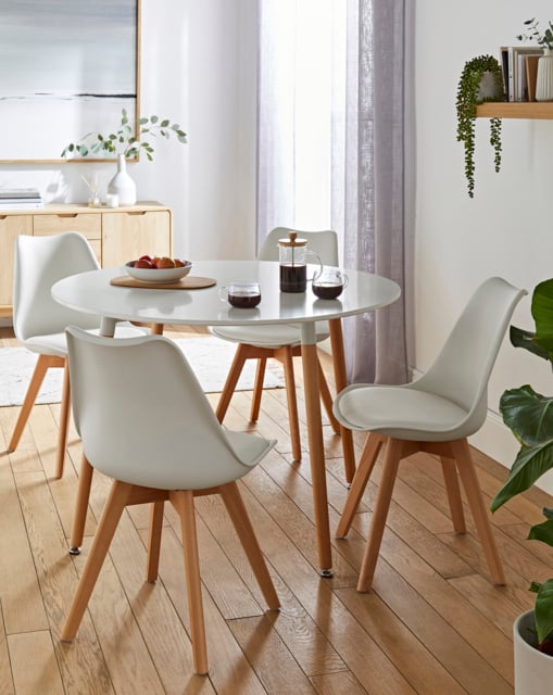 Frankfurt Round Dining Table & 4 Chairs White/Oak - JD Williams - image 1