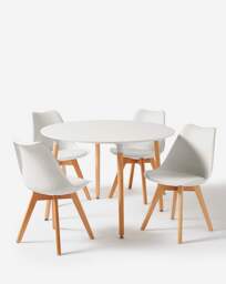 Frankfurt Round Dining Table & 4 Chairs White/Oak - JD Williams - thumbnail 3