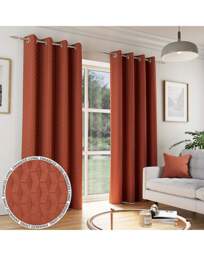 Tokyo Velvet Eyelet Curtains Orange - Enhanced Living - Size: 117 x 137cm - thumbnail 4