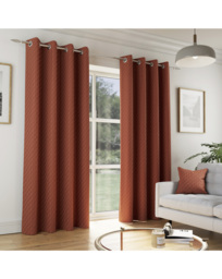 Tokyo Velvet Eyelet Curtains Orange - Enhanced Living - Size: 117 x 137cm