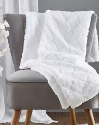 Cosy Diamond Throw White - Catherine Lansfield - Size: 130X170 - thumbnail 1