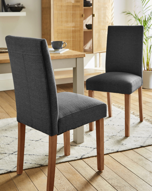 Ava Pair of Dining Chairs Fabric Natural/Charcoal - JD Williams