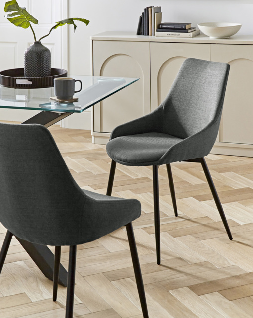 Etta Fabric Pair of Dining Chairs Charcoal - JD Williams - image 1