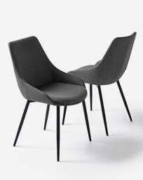 Etta Fabric Pair of Dining Chairs Charcoal - JD Williams - thumbnail 2