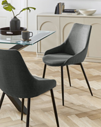 Etta Fabric Pair of Dining Chairs Charcoal - JD Williams - thumbnail 1