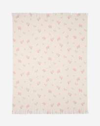 Ditsy Floral Faux Mohair Throw Cream/Pink - JD Williams - Size: 120X150 - thumbnail 2