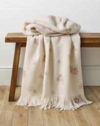 Ditsy Floral Faux Mohair Throw Cream/Pink - JD Williams - Size: 120X150