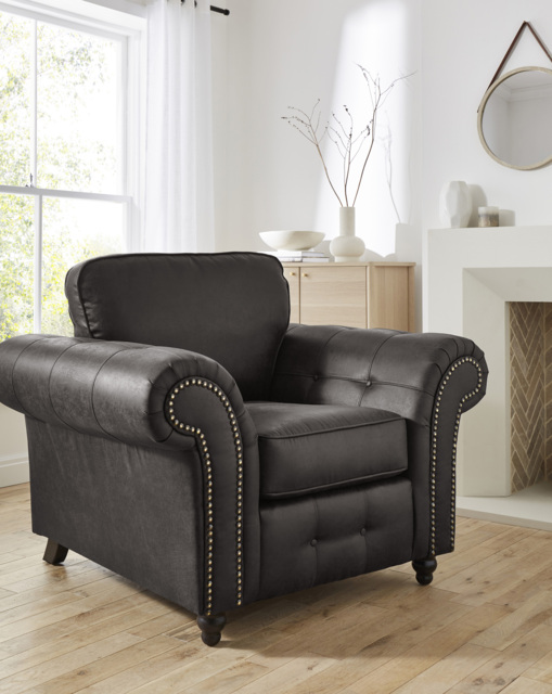 Oakland Faux Leather Chair Black - image 1