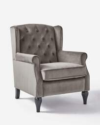 Bailey Velvet Wingback Armchair Charcoal - JD Williams - thumbnail 2