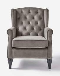 Bailey Velvet Wingback Armchair Charcoal - JD Williams - thumbnail 3